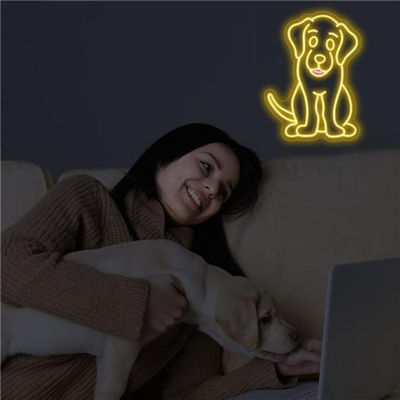 Dog Neon Sign for Wall Decor,  USB Powered LED Signs Dog  (Gold) - Picture 4 of 7